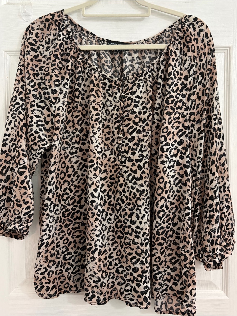 Cynthia Rowley Pink and Black Leopard Print Peasant Blouse size 1X
